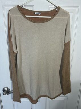 Smartwool shadow pine color block Cream and Tan Crew Neck Sweater X- Large